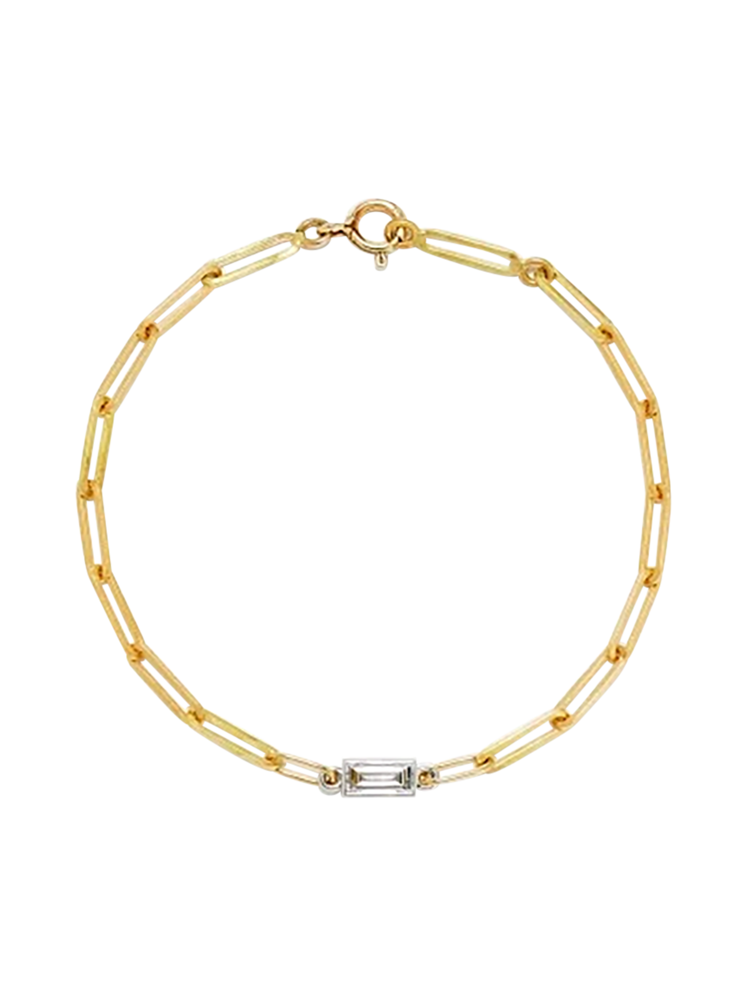 Gm solitaire bracelet 1 baguette closed diamond 2 gold